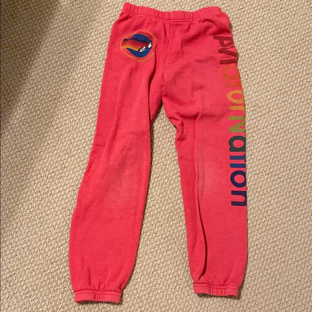 Red kids size 12 sweatpants- very worn in